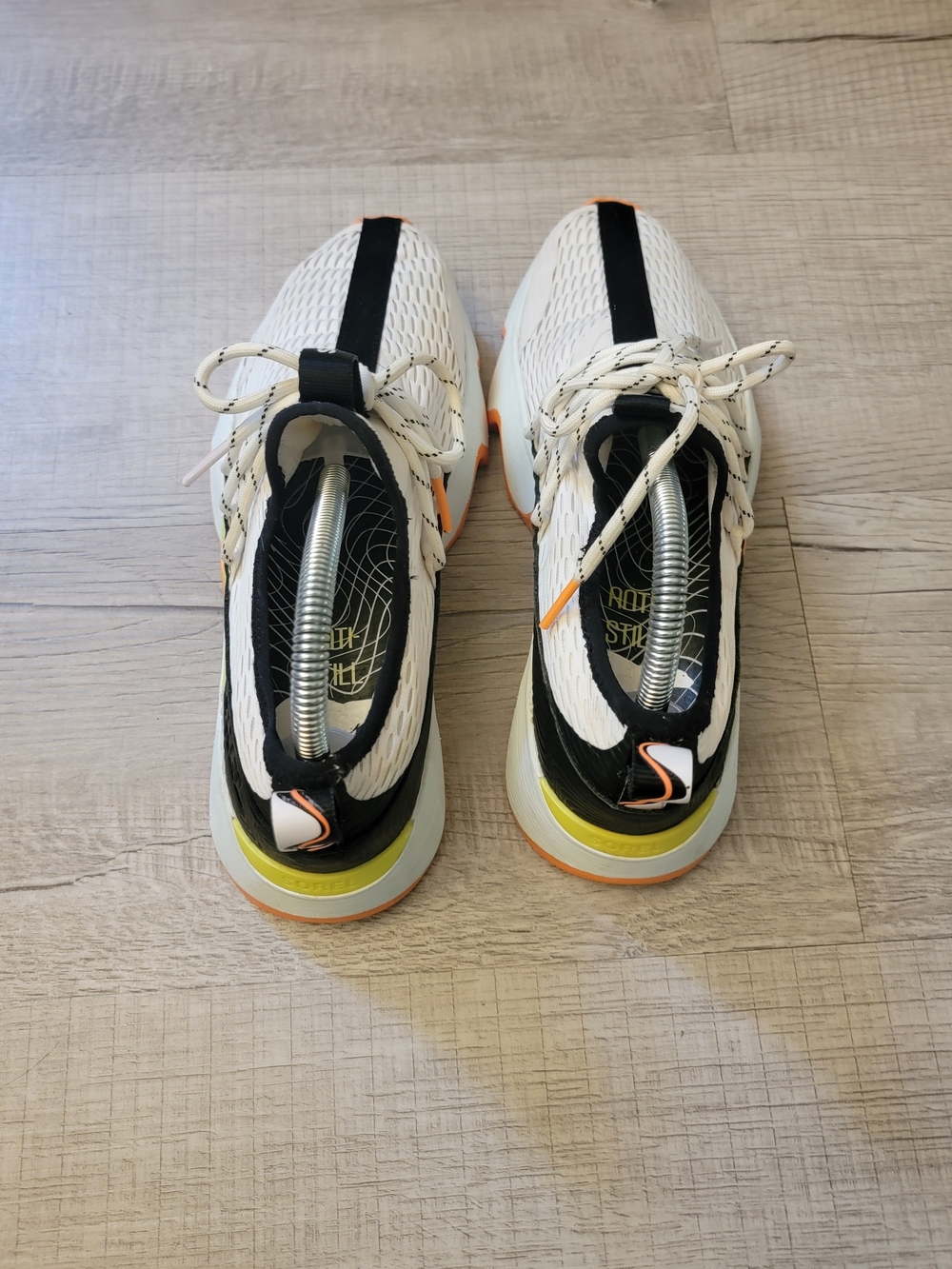 Sorel Women White Knit Sneaker with Black Stripe and Orange Accents - Picture 7 of 8